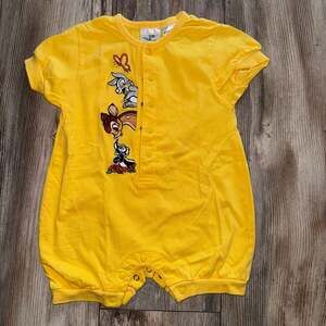Vintage Disney Store Bambi Romper Shorts Yellow size 12 Months